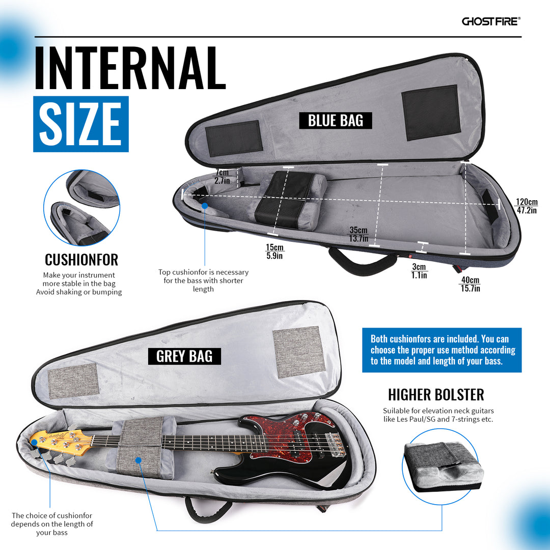 Bolsa para bajo eléctrico Ghostfire Bullet 3.0 Electric, color gris