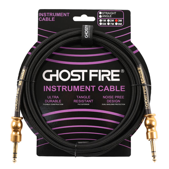 Cable de micrófono de alto rendimiento GHOST FIRE (10 pies - (1/4" TRS a 1/4" TRS)