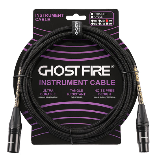 Cable de micrófono de alto rendimiento GHOST FIRE (10 pies, macho a hembra)