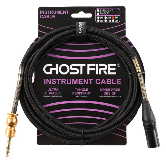 Cable de micrófono de alto rendimiento GHOST FIRE (10 pies - (1/4" TRS a XLR macho)