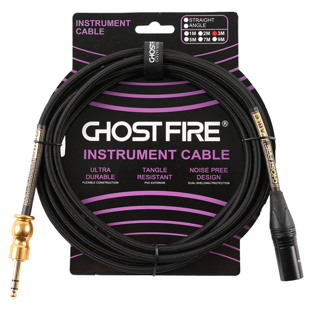 GHOST FIRE High Performance microphone Cable (10 feet-(1/4" TRS-to-XLR Male)