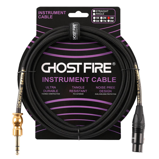 GHOST FIRE High Performance microphone Cable  Performanc Noise-Cancelling (10 feet-(1/4" TRS-to-XLR Female)