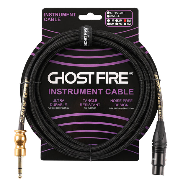 GHOST FIRE High Performance microphone Cable(10 feet-(1/4" TRS-to-XLR Female)