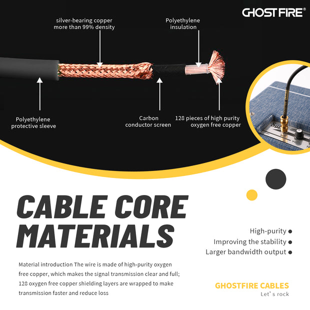 GHOST FIRE High Performance Instrument Cable (10 feet/3m)