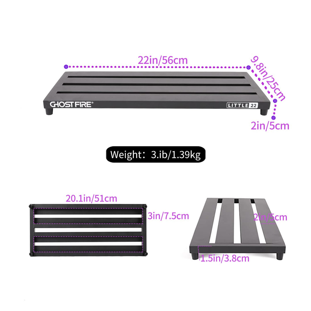 Ghost Fire Guitar Pedal Board Aluminum Alloy Effect Pedalboard 22"x9.8" with Carry Bag,V series (V-LITTLE 22)