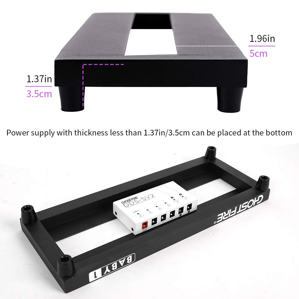 Ghost Fire Guitar Pedal Board Aluminum Alloy 1.08lb Effect Pedalboard 13.7''x5.5''x1.9" with Carry Bag,V series (V-BABY 1)