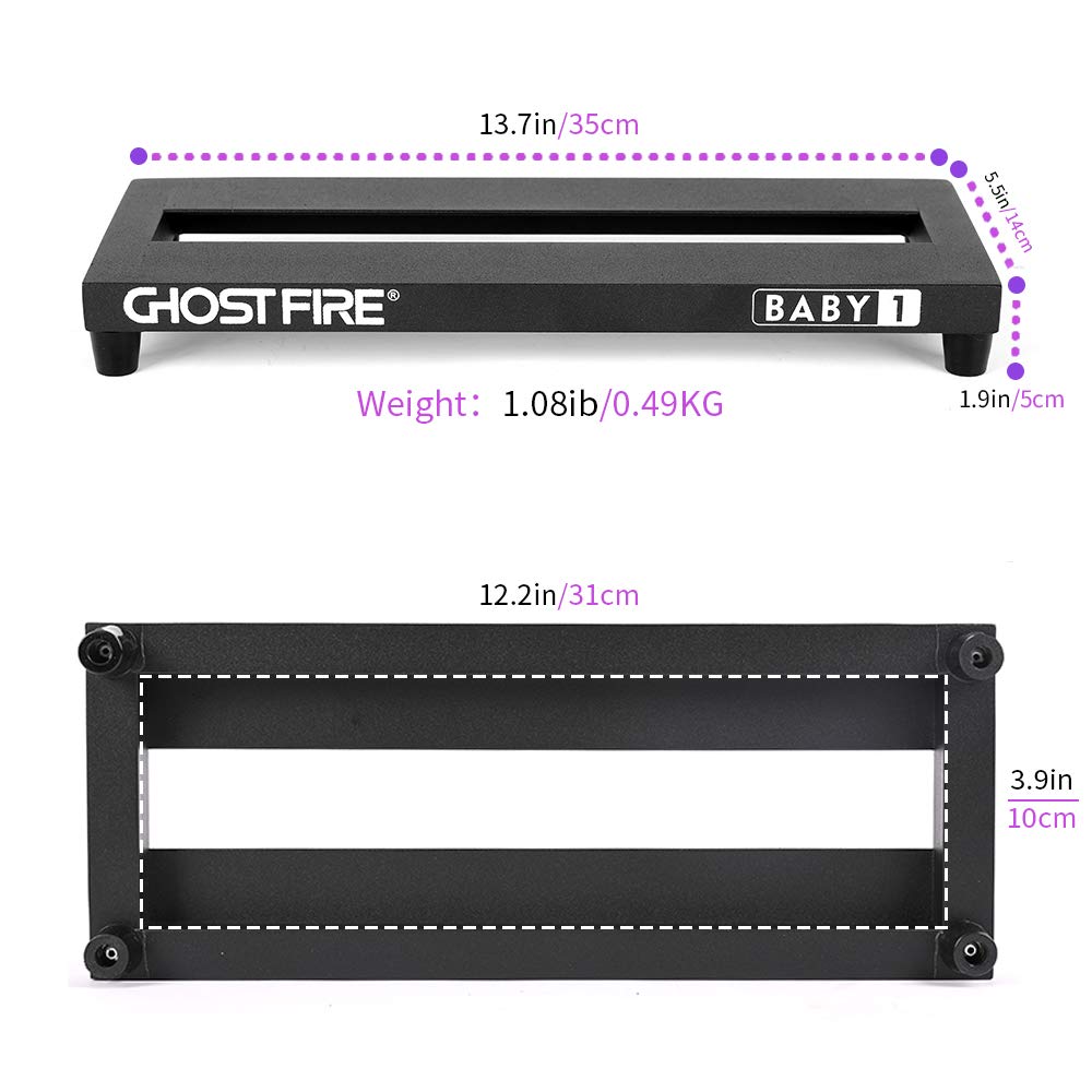 Ghost Fire Guitar Pedal Board Aluminum Alloy 1.08lb Effect Pedalboard 13.7''x5.5''x1.9" with Carry Bag,V series (V-BABY 1)