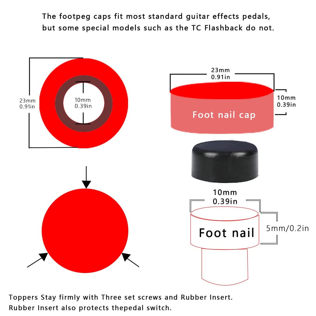pedal button caps 10-Pack GHOST FIRE Aluminum Pedal Footswitch Toppers