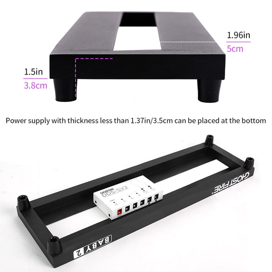 Ghost Fire Guitar Pedal Board Aluminum Alloy 1.3lb Effect Pedalboard 21.1''x5.5''x2" with Carry Bag,V series (V-BABY 2)