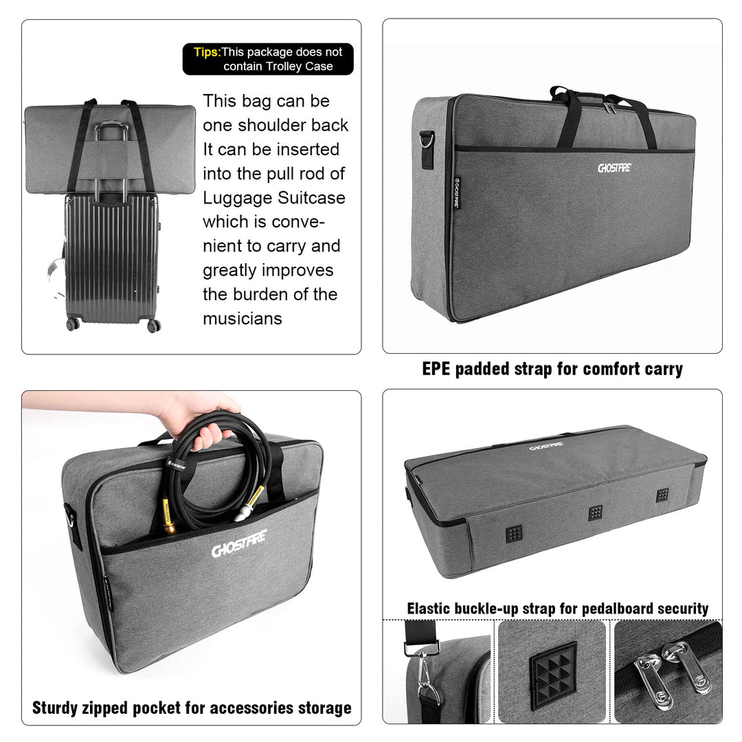 Ghost Fire Guitar Pedal Board Aluminum Alloy 6.3lb Effect Pedalboard 31.8"x15.7" with Carry Bag,V series (V-BIG TOE 32)