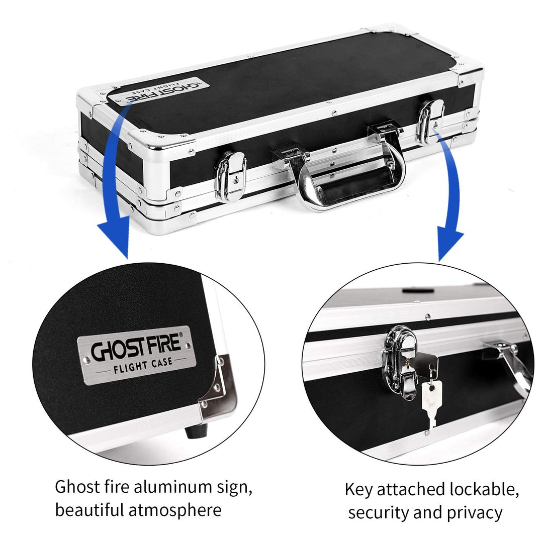 🎁Halloween Exclusive: Limited Time 49% OFF🔥Ghost Fire Guitar Multi Effect Pedal Case 16.9x5.5x2.8in，With Pedal Mounting Tape Fastener，Sturdy Locking Aluminum  T series-T-EC4