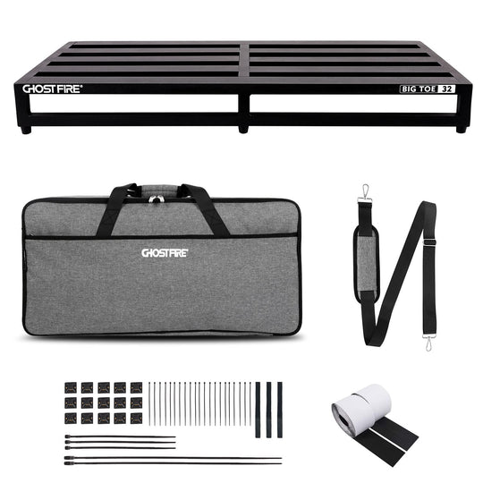 Ghost Fire Guitar Pedal Board Aluminum Alloy 6.3lb Effect Pedalboard 31.8"x15.7" with Carry Bag,V series (V-BIG TOE 32)