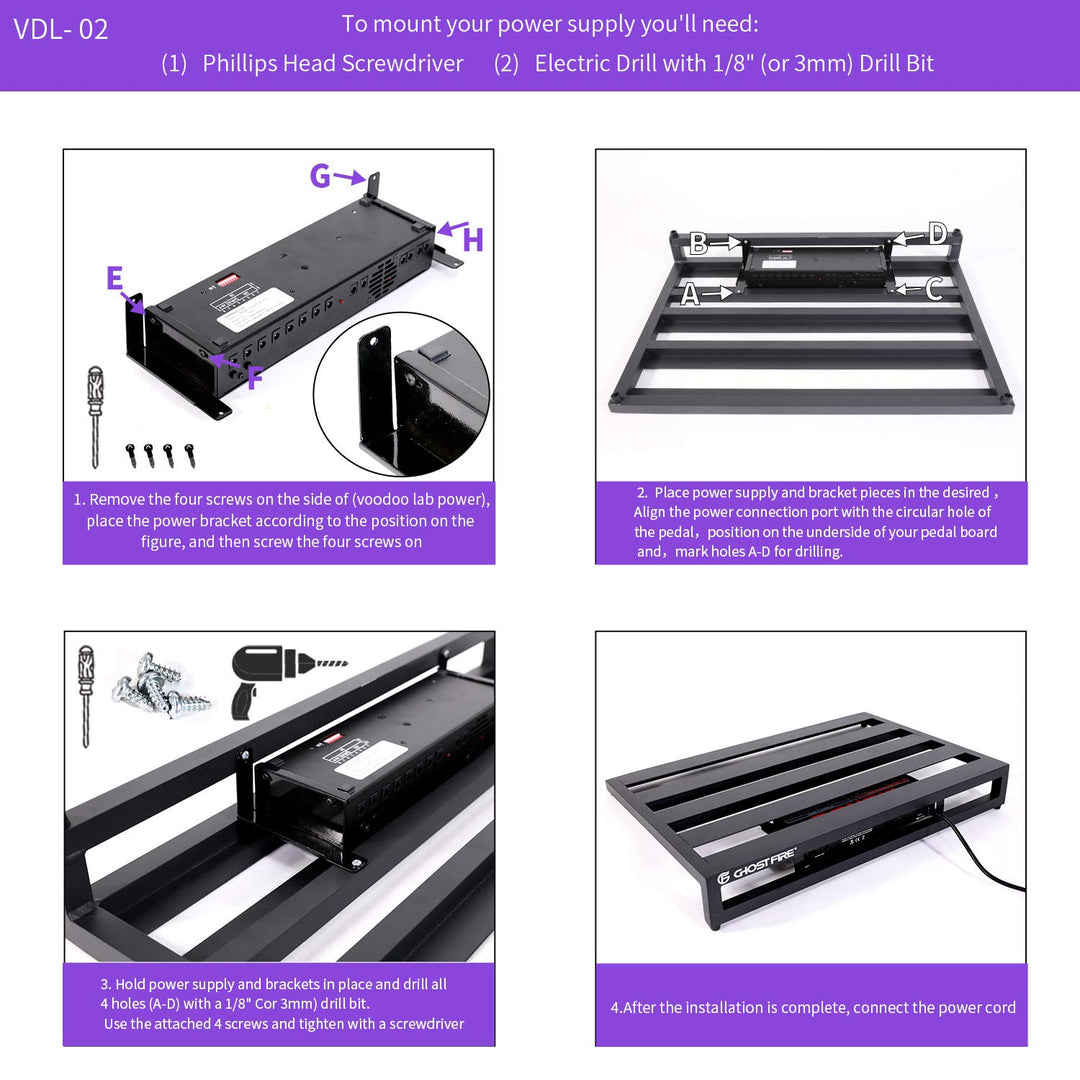 Ghost Fire Guitar Pedal Board Aluminum Alloy 4.4lb Effect Pedalboard 24"x15.7" with Carry Bag,V series (V-BIG TOE 24)