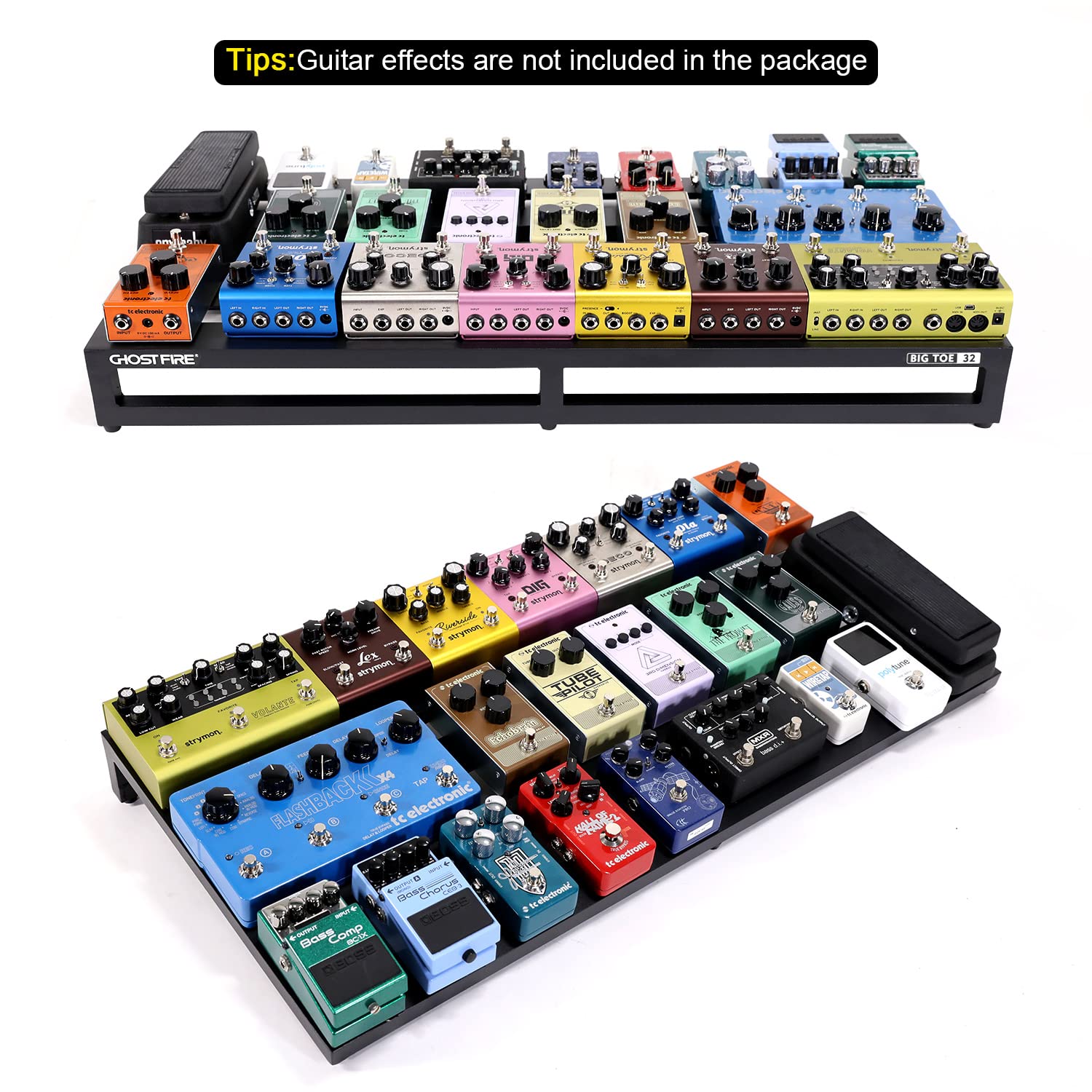 best guitar effects pedal board Ghost Fire Guitar Pedal Board Aluminum Alloy 6.3lb Effect Pedalboard 31.8"x15.7" with Carry Bag,V series (V-BIG TOE 32)