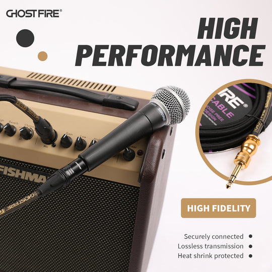 GHOST FIRE High Performance microphone Cable  Performanc Noise-Cancelling -(1/4" TRS-to-XLR Male)